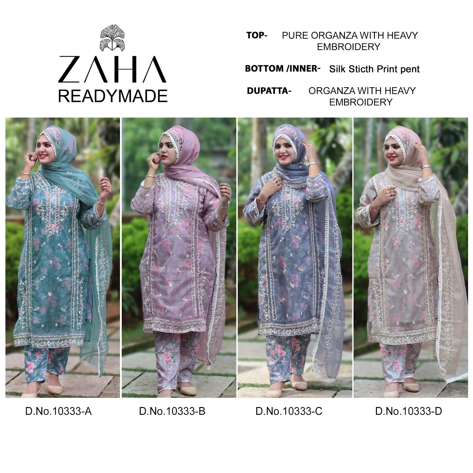 10333 Zaha Organza Pakistani Readymade Suits Supplier