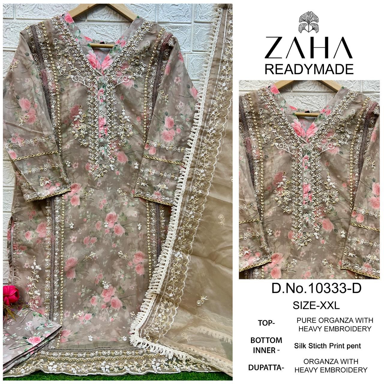 10333 Zaha Organza Pakistani Readymade Suits Supplier
