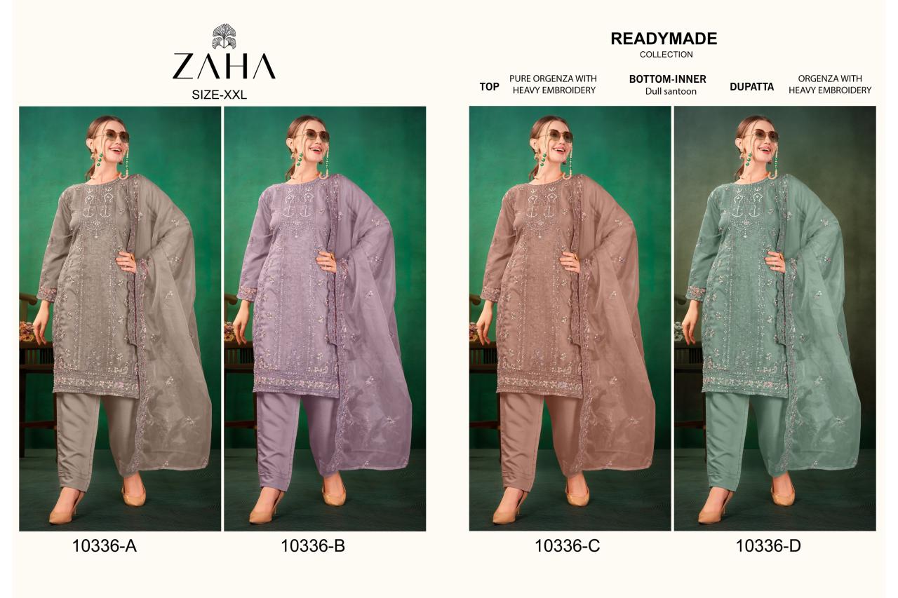 10336 Zaha Organza Pakistani Readymade Suits Manufacturer Gujarat