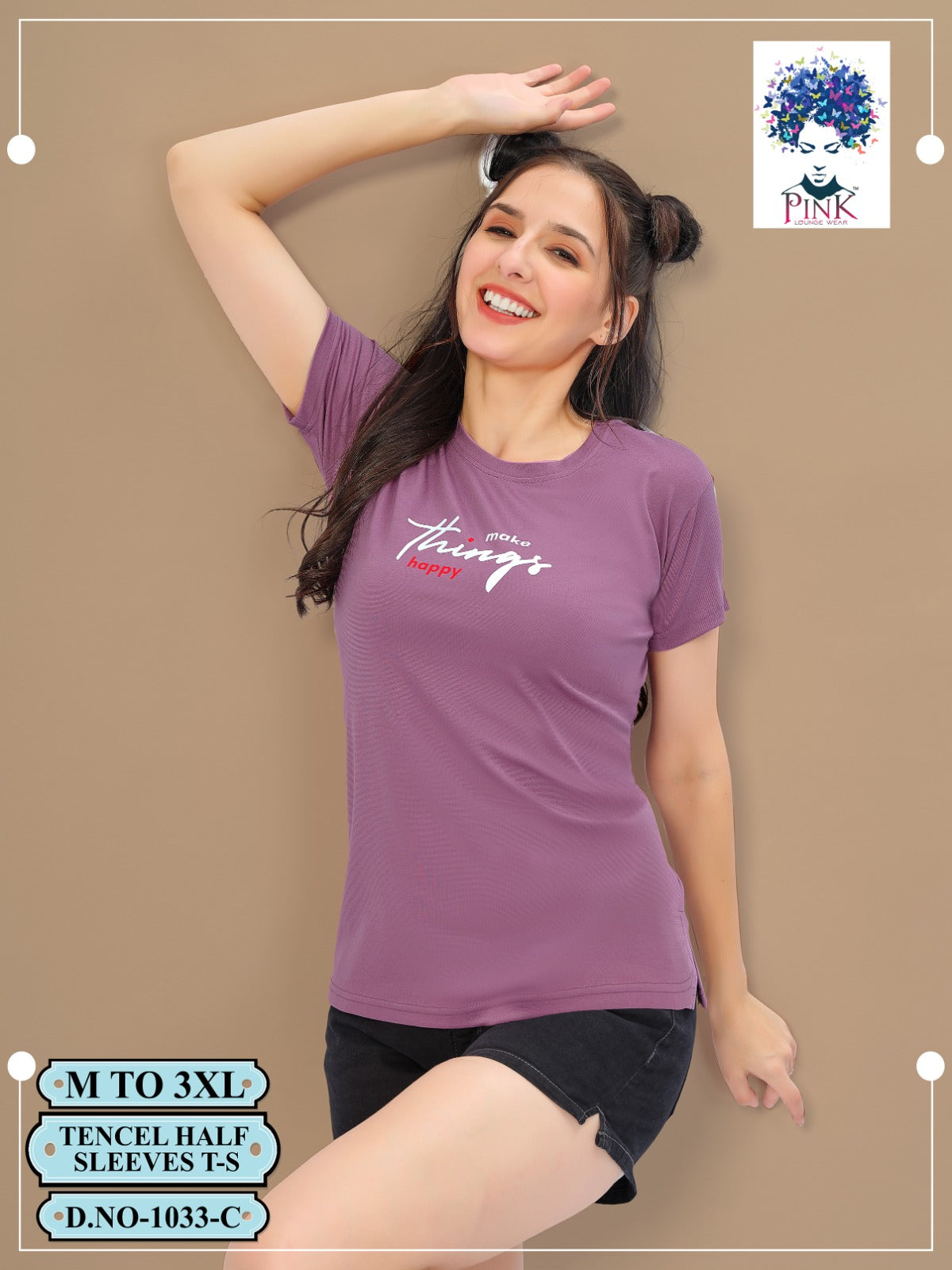 1033 Pink Tencil Women Tshirt Wholesaler