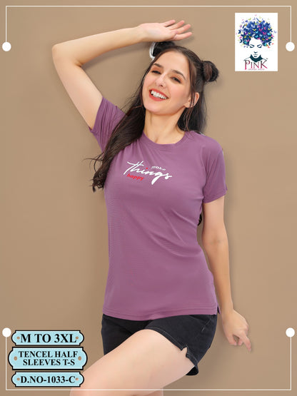 1033 Pink Tencil Women Tshirt Wholesaler