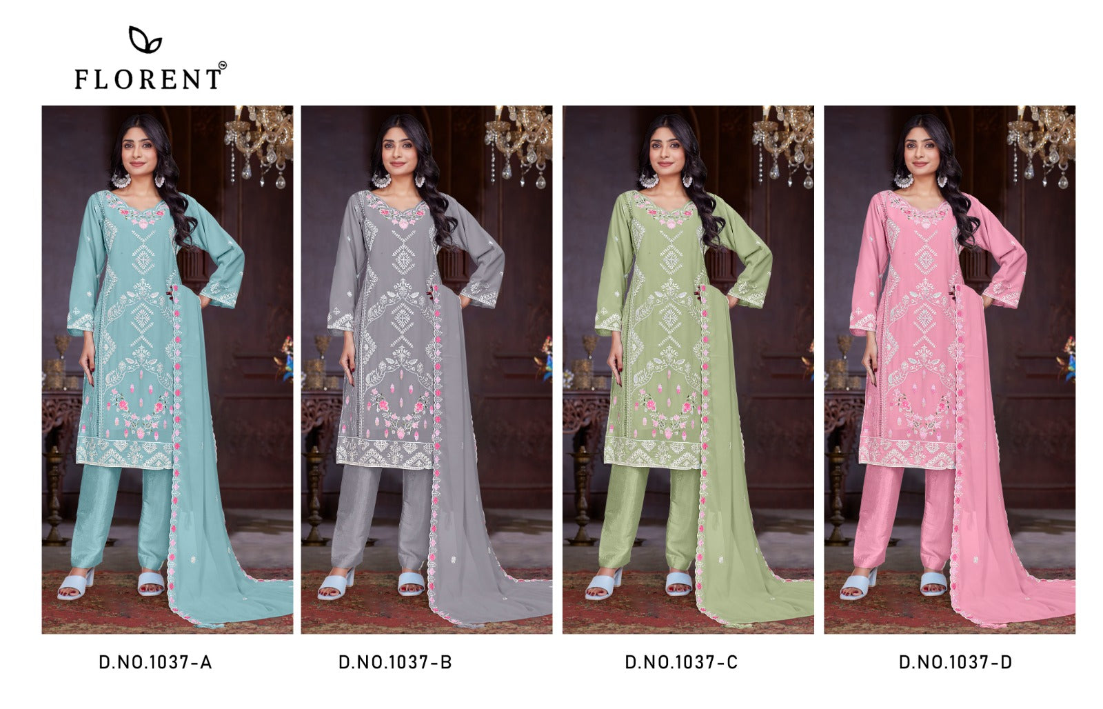 1037Abcd Florent Fox Georgette Pakistani Salwar Suits Exporter