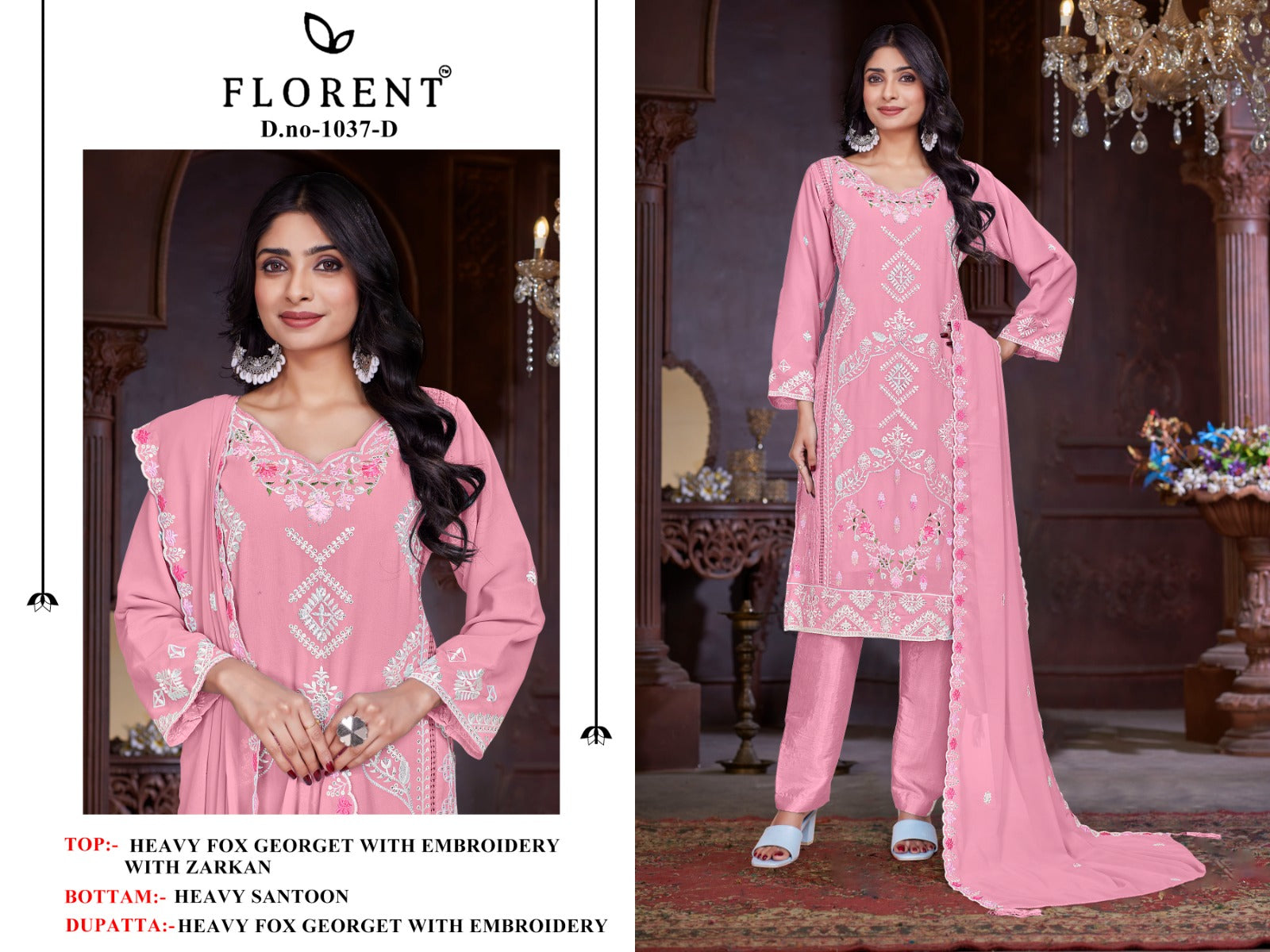 1037Abcd Florent Fox Georgette Pakistani Salwar Suits Exporter