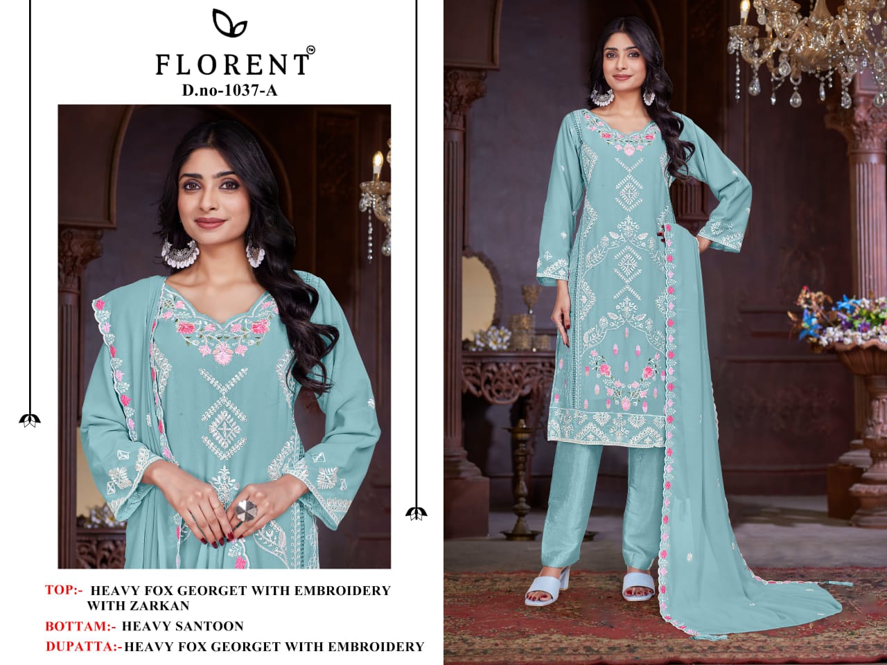 1037Abcd Florent Fox Georgette Pakistani Salwar Suits Exporter