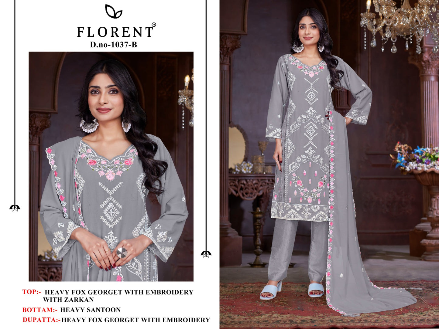 1037Abcd Florent Fox Georgette Pakistani Salwar Suits Exporter
