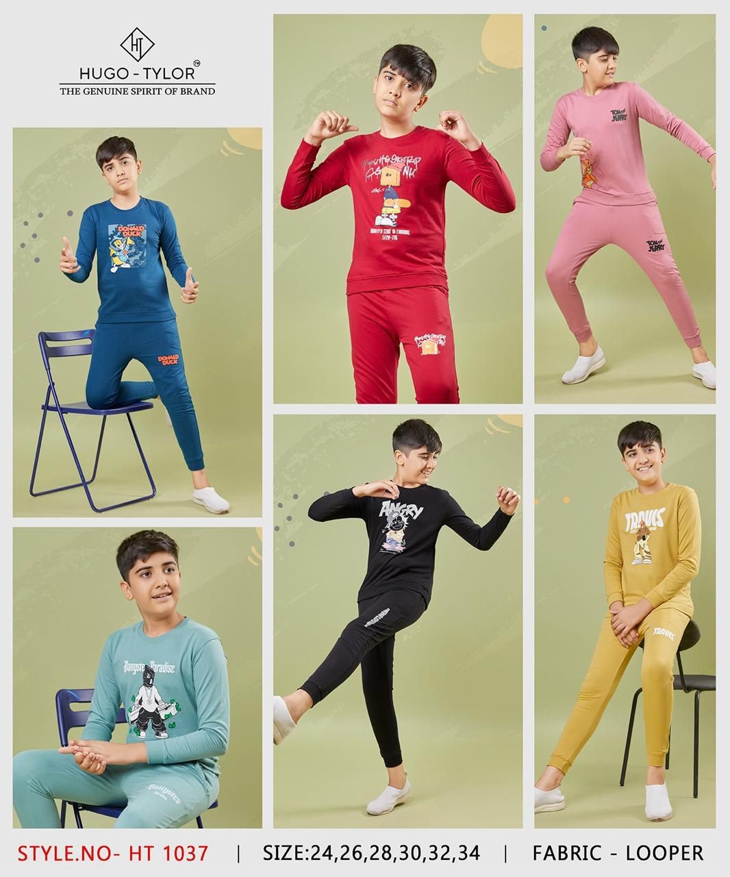 1037 Hugo Tylor Cotton Looper Boys Co Ord Set Wholesale Rate