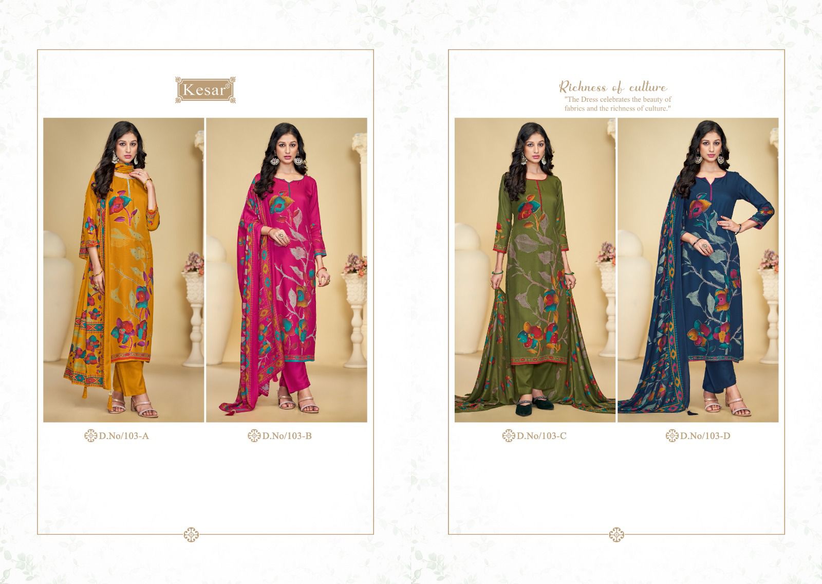 103Abcd Mannat Kesar Pure Viscose Pashmina Suits Wholesaler Gujarat