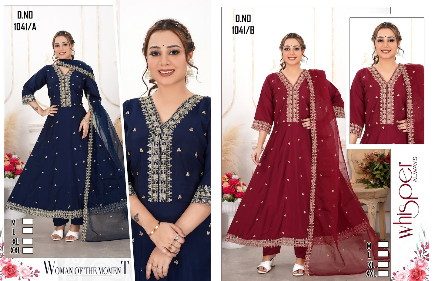1041 Ab Ladli Roman Silk Readymade Anarkali Suits Manufacturer India