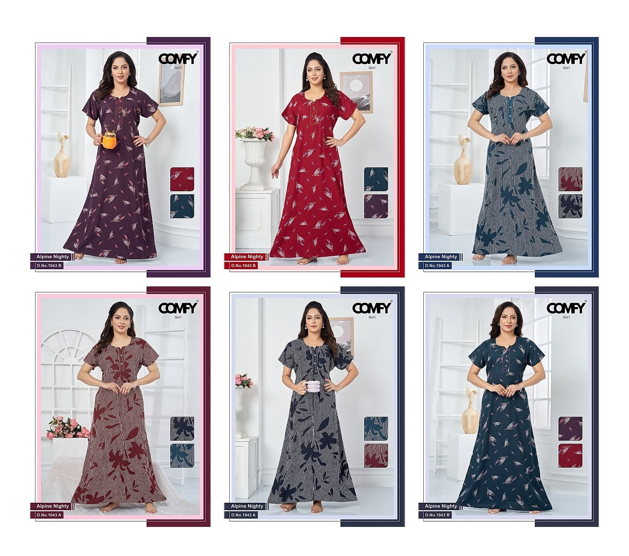 1043 Ab Comfy Alpine Night Gowns Wholesaler Gujarat