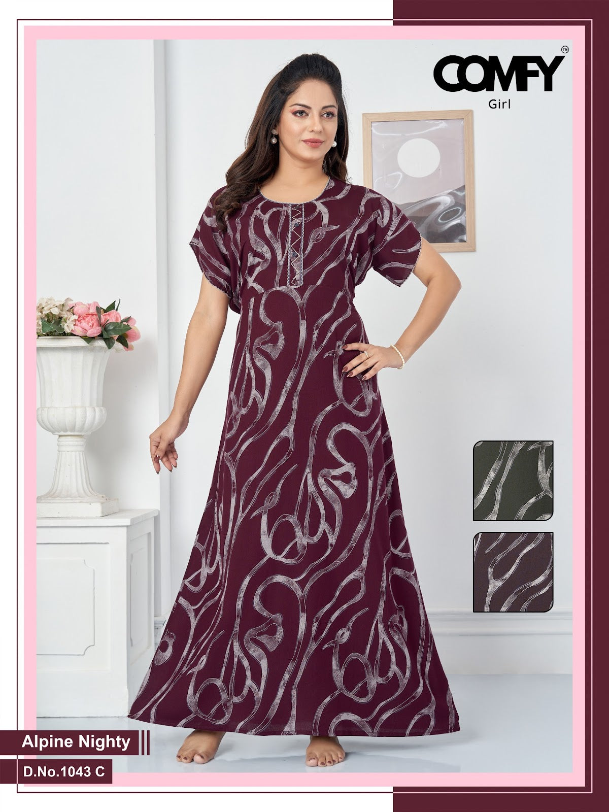 1043 Cd Comfy Alpine Night Gowns Wholesale