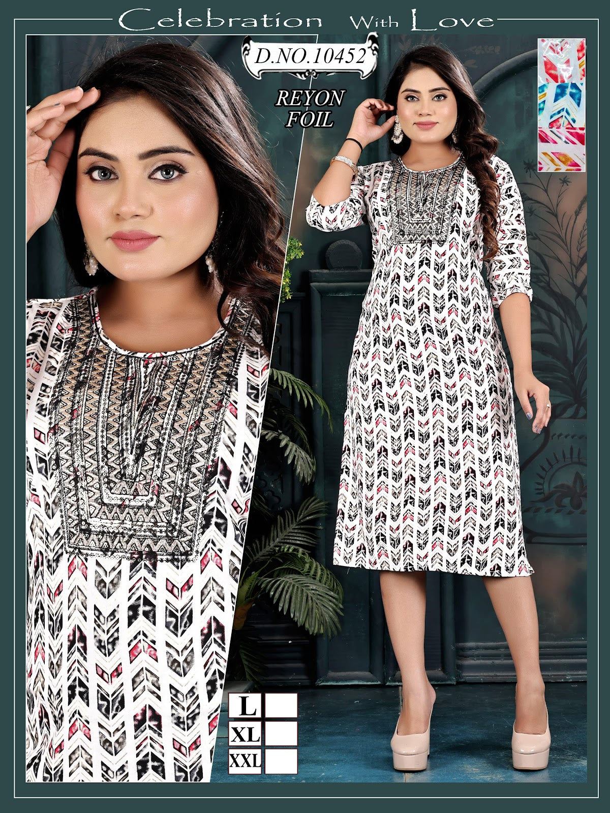 10452-10453 Mmc Reyon Knee Length Kurtis Wholesale