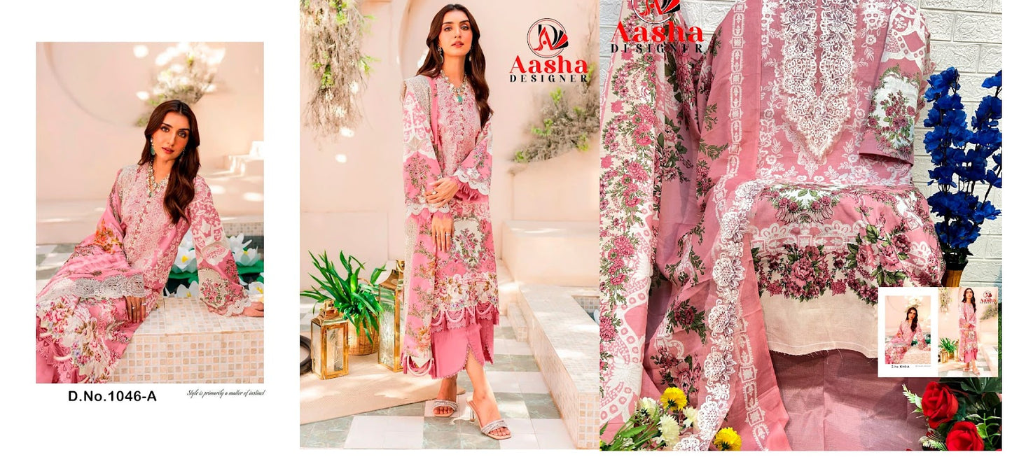 1046 Aasha Designer Pure Cotton Pakistani Patch Work Suits Supplier