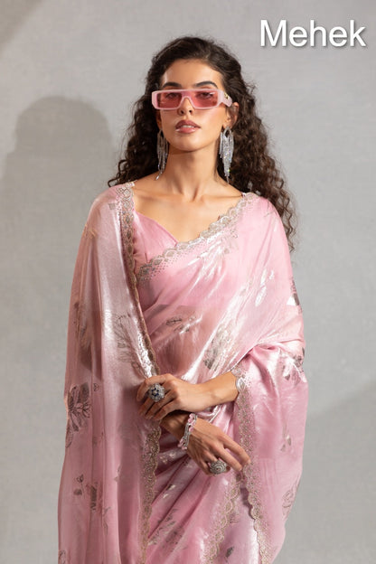 1047A To 1047E Mehek Satin Silk Sarees Supplier India