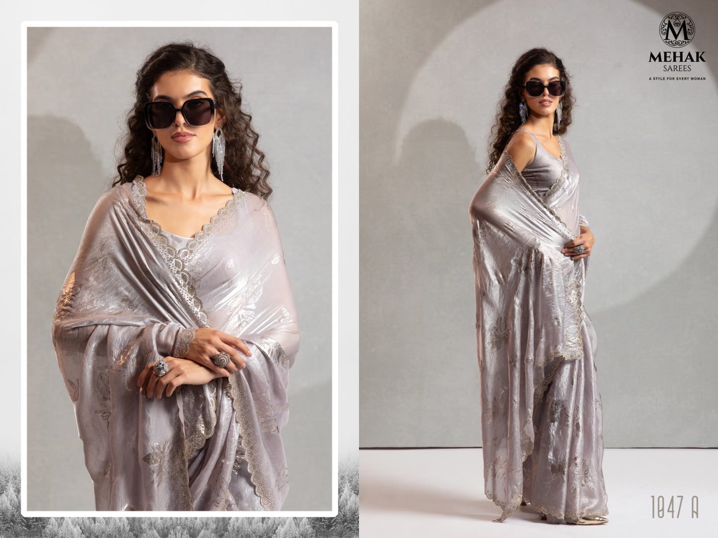 1047A To 1047E Mehek Satin Silk Sarees Supplier India