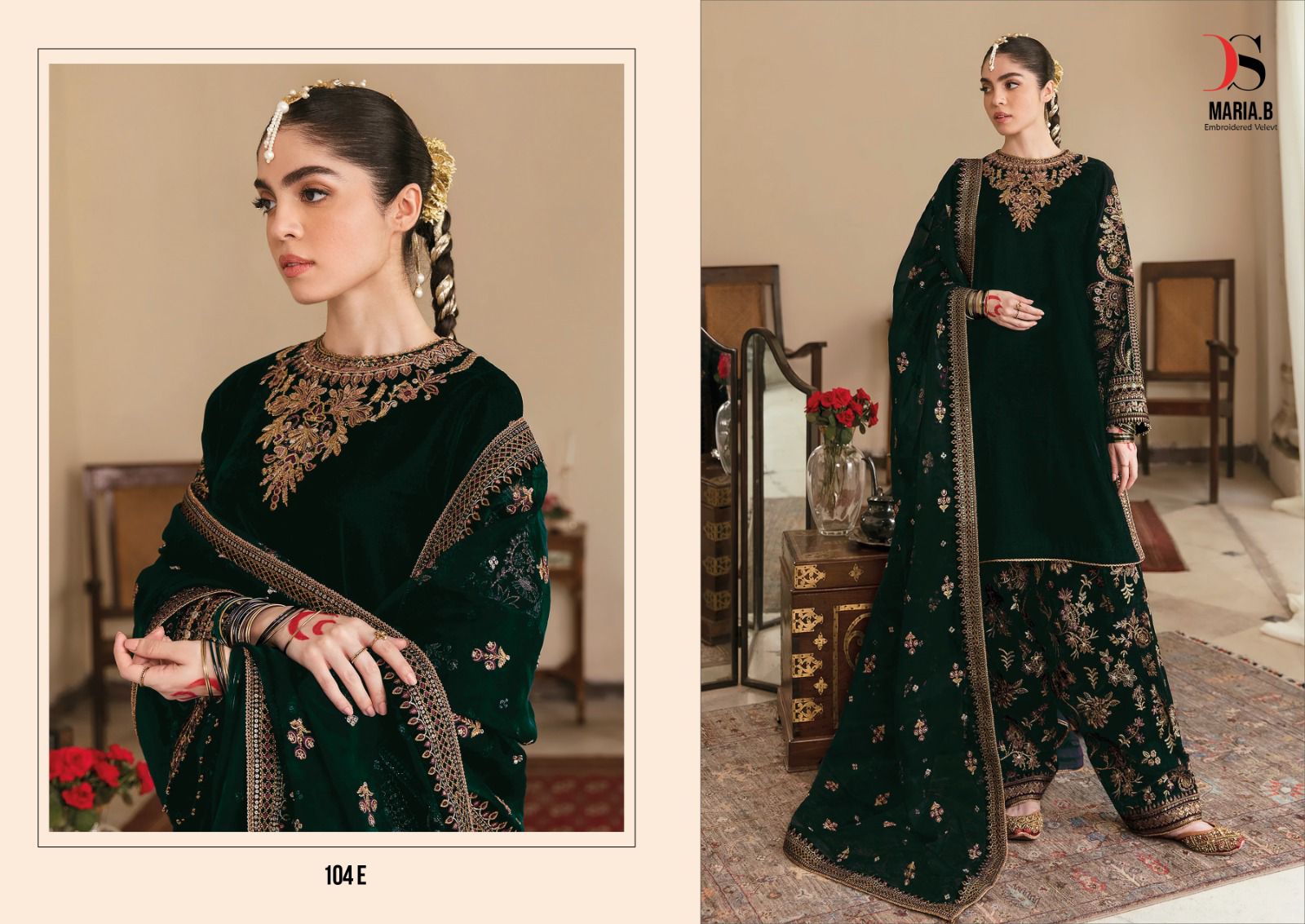 104 Efg Maria B Deepsy Velvet Suits Wholesale Price