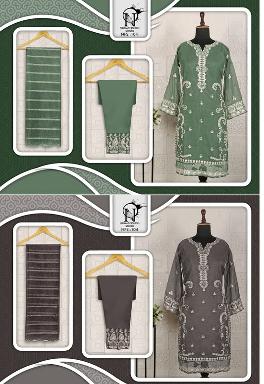 104 Naimat Fashion Studio Organza Pakistani Readymade Suits