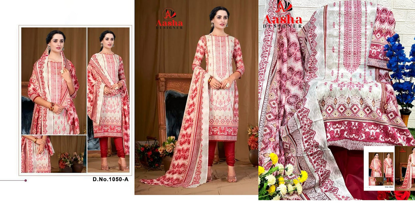 1050 Harsha Vol 3 Aasha Designer Pure Cotton Pakistani Salwar Suits