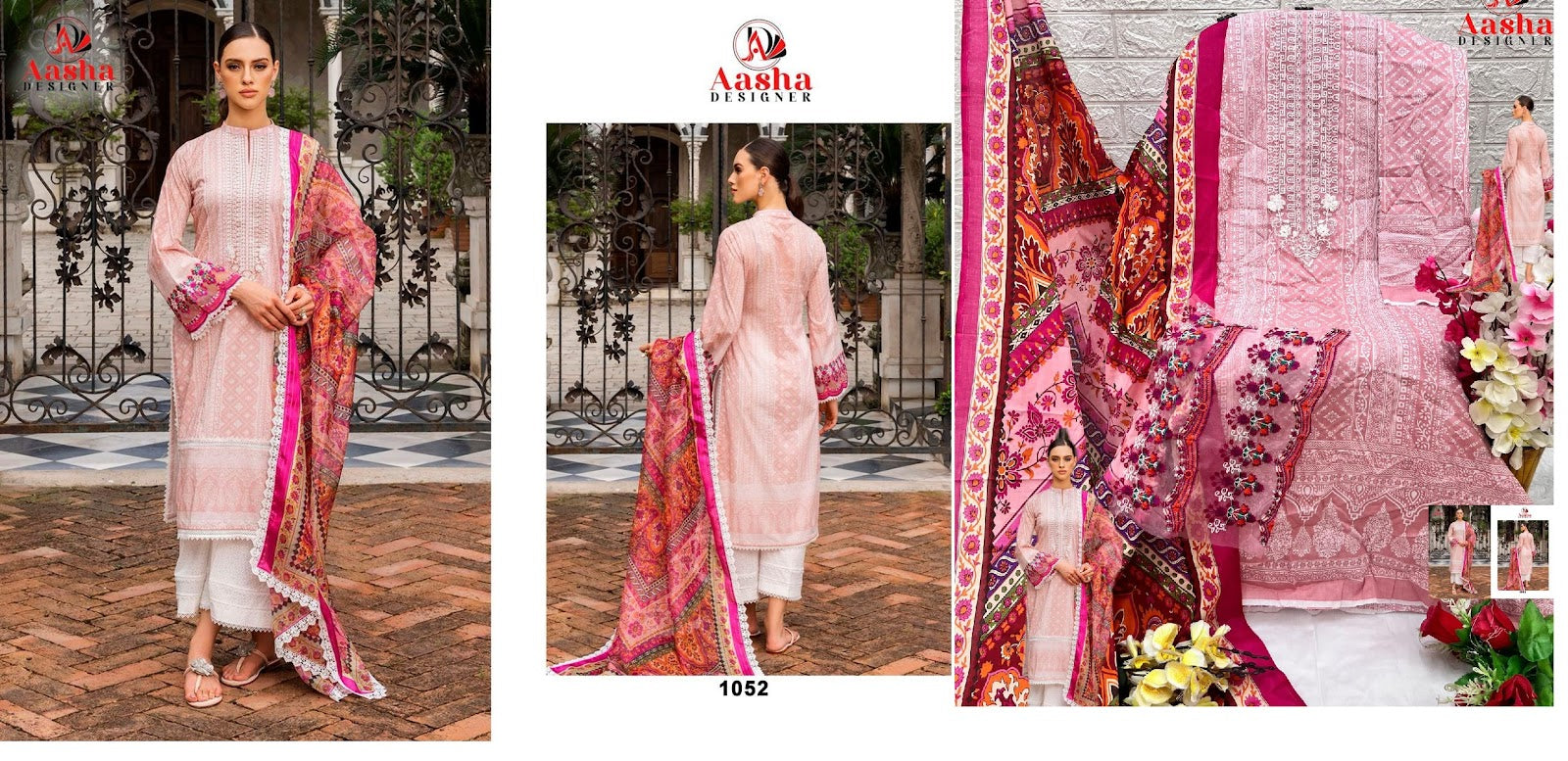 1052 Aasha Designer Pure Cotton Pakistani Patch Work Suits Wholesale