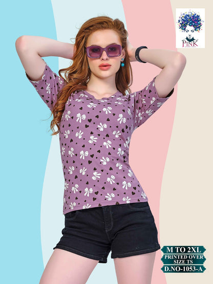 1053 A Pink Women Oversized Tshirt Manufacturer Ahmedabad