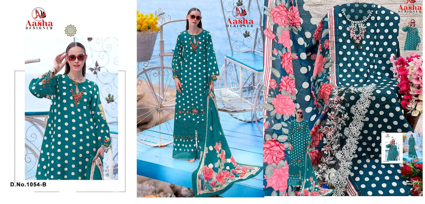 1054-1055Bb Aasha Designer Cotton Pakistani Patch Work Suits