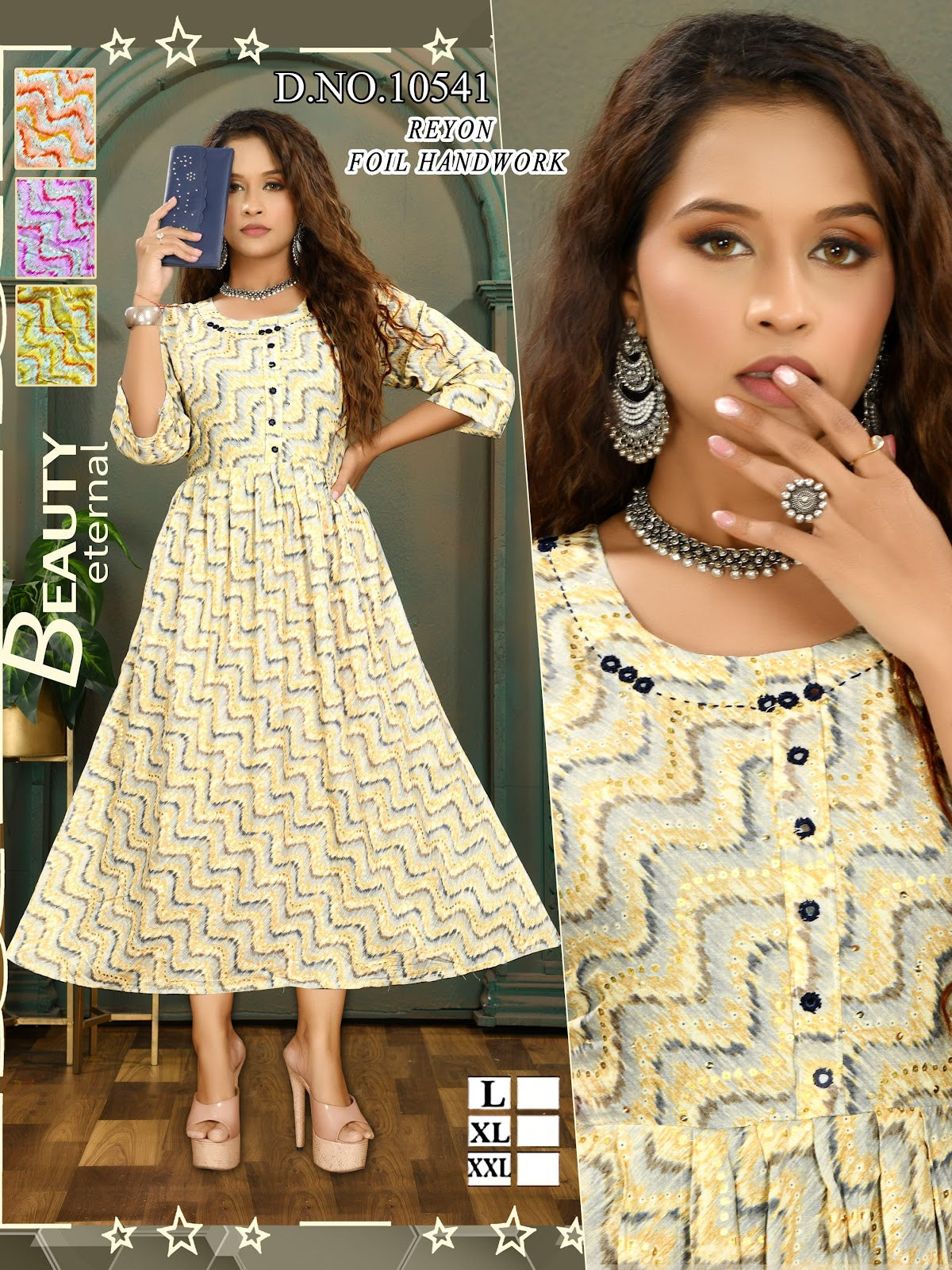 10541-10542 Mmc Reyon Anarkali Kurtis Supplier