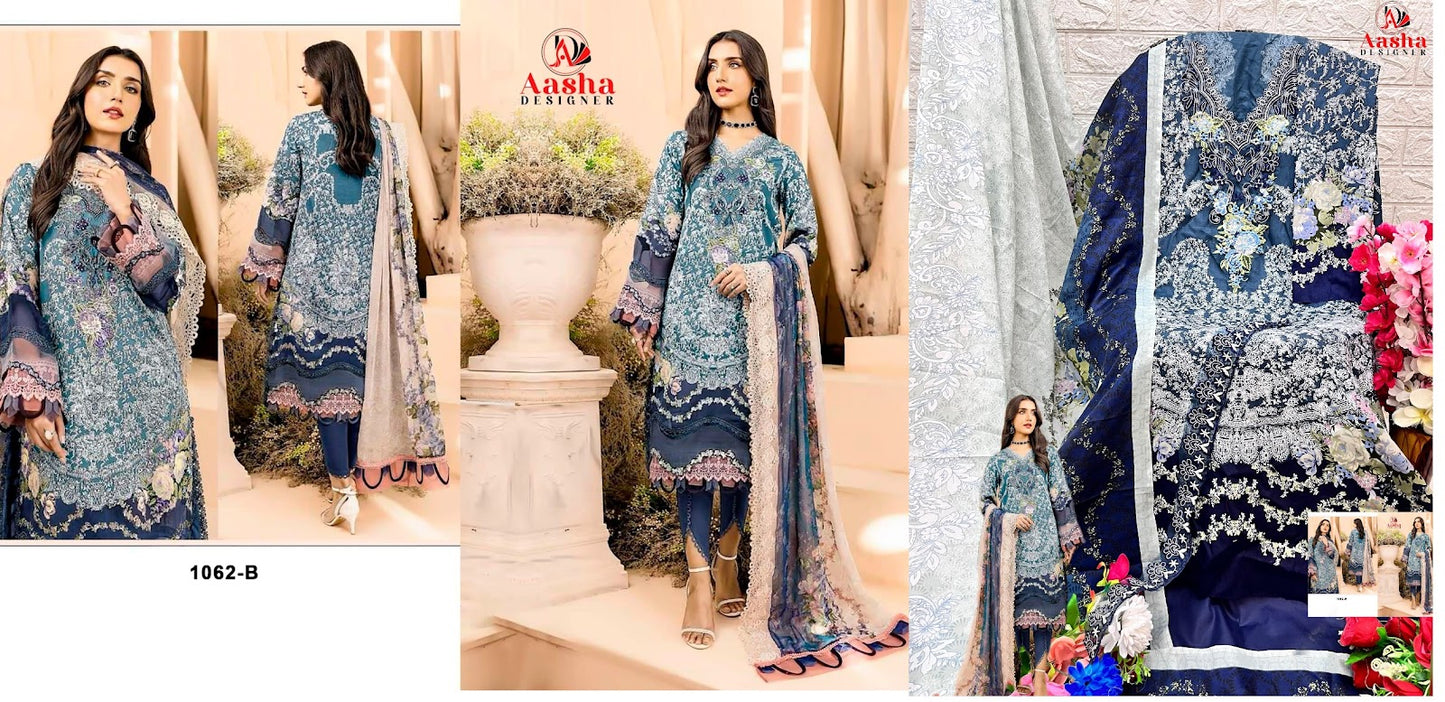 1062 Aasha Designer Cotton Pakistani Patch Work Suits