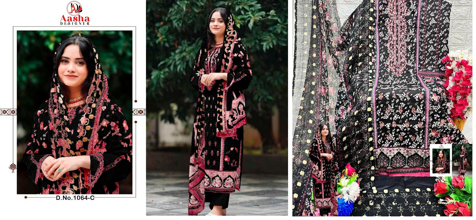 1064 Aasha Designer Pure Cotton Pakistani Salwar Suits