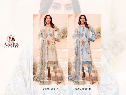 1068 Aasha Designer Pure Cotton Pakistani Patch Work Suits Wholesaler India