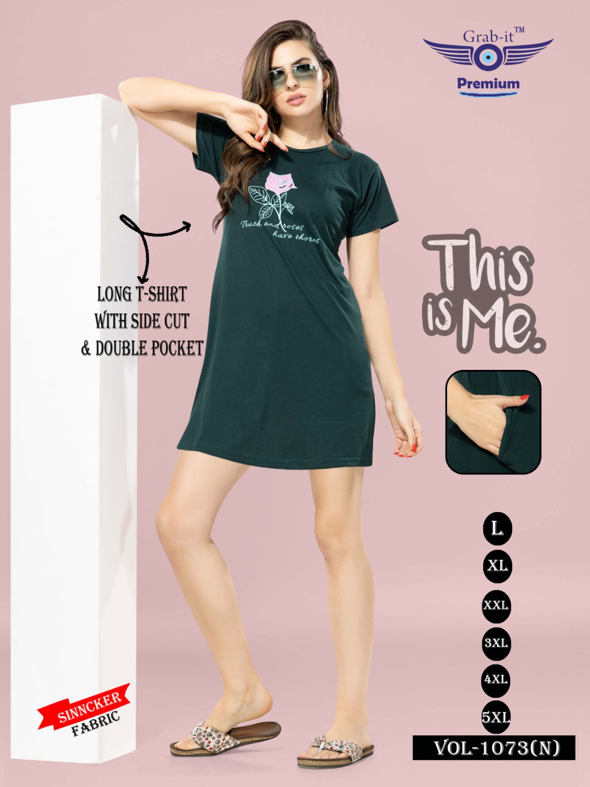 1073 N Grab It Sinker Women Long Tshirt Manufacturer Ahmedabad