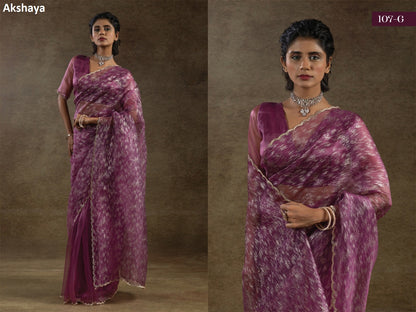 107 Series Akshaya Pure Organza Sarees Supplier Ahmedabad