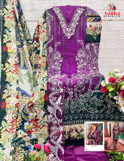 1084Ab Aasha Designer Pure Cotton Pakistani Patch Work Suits Exporter India