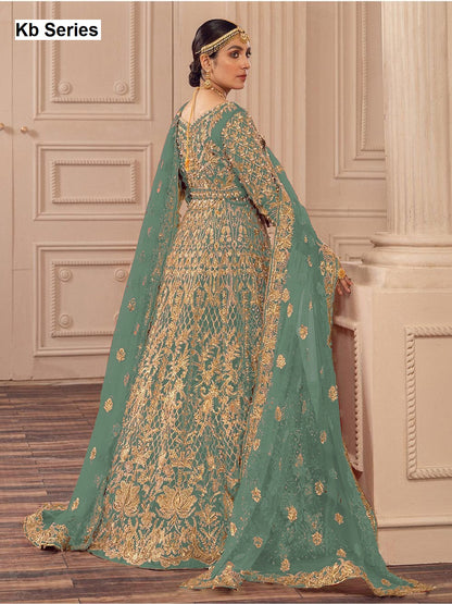 1084 Bridal Anarkali Gown Kb Series Butterfly Net Gown Dupatta Set Manufacturer Ahmedabad