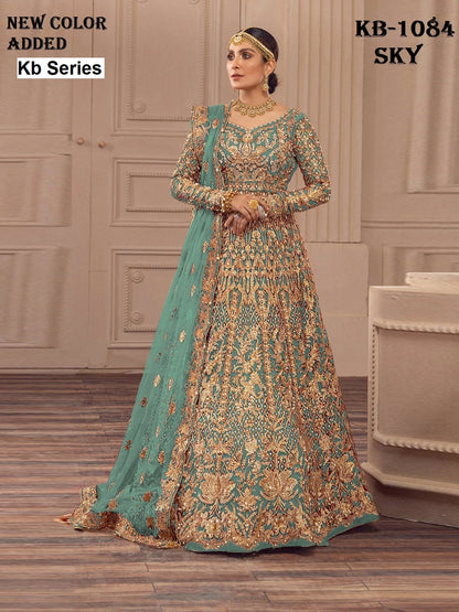 1084 Bridal Anarkali Gown Kb Series Butterfly Net Gown Dupatta Set Manufacturer Ahmedabad