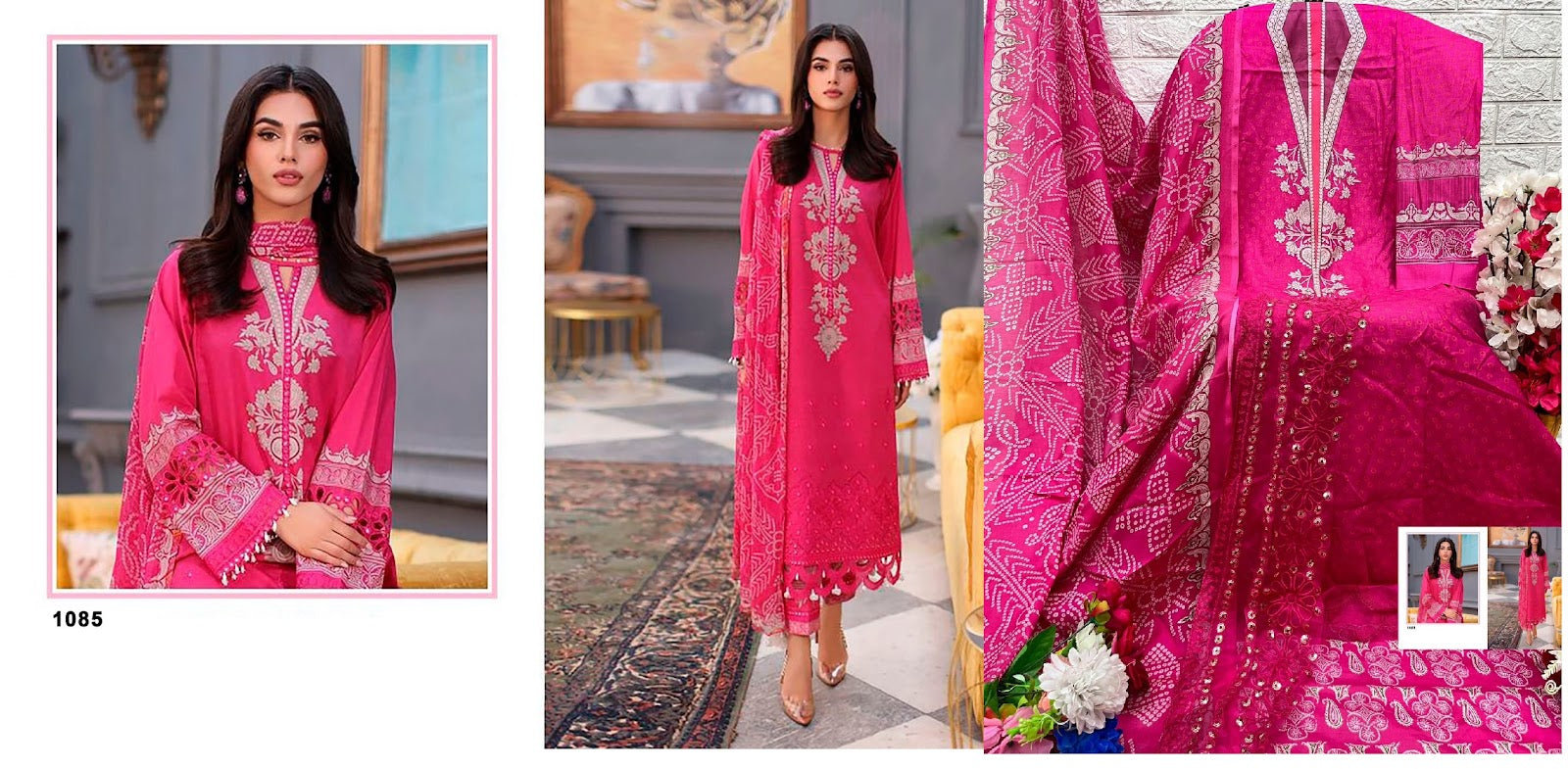 1085-1086- Sana Safinaz Vol 2 Aasha Designer Lawn Cotton Pakistani Patch Work Suits Wholesale Price