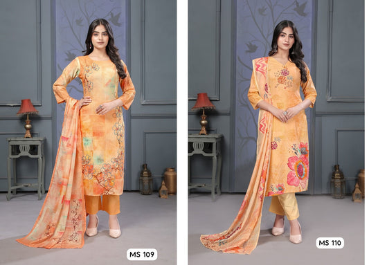 109-110 Ladyv Pure Cotton Readymade Pant Style Suits Exporter Gujarat
