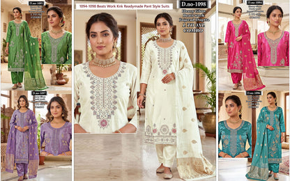 1094-1098 Beats Work Knk Roman Readymade Pant Style Suits Wholesaler Ahmedabad