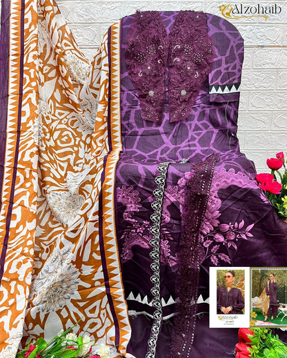 1100Abcd Al Zohaib Pure Cotton Pakistani Patch Work Suits Wholesaler