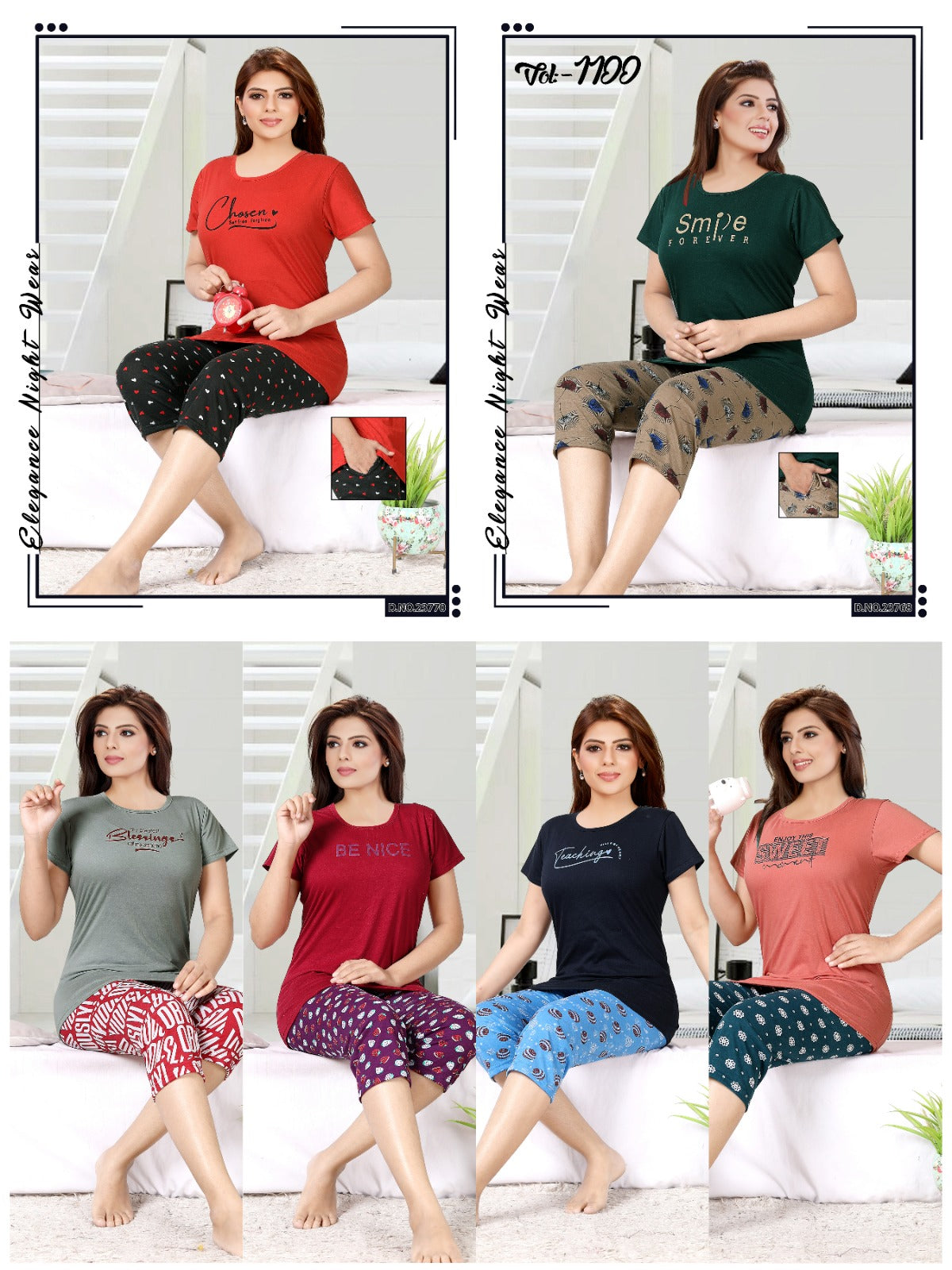 1100 Ks Hosiery Sinker Capri Night Suits