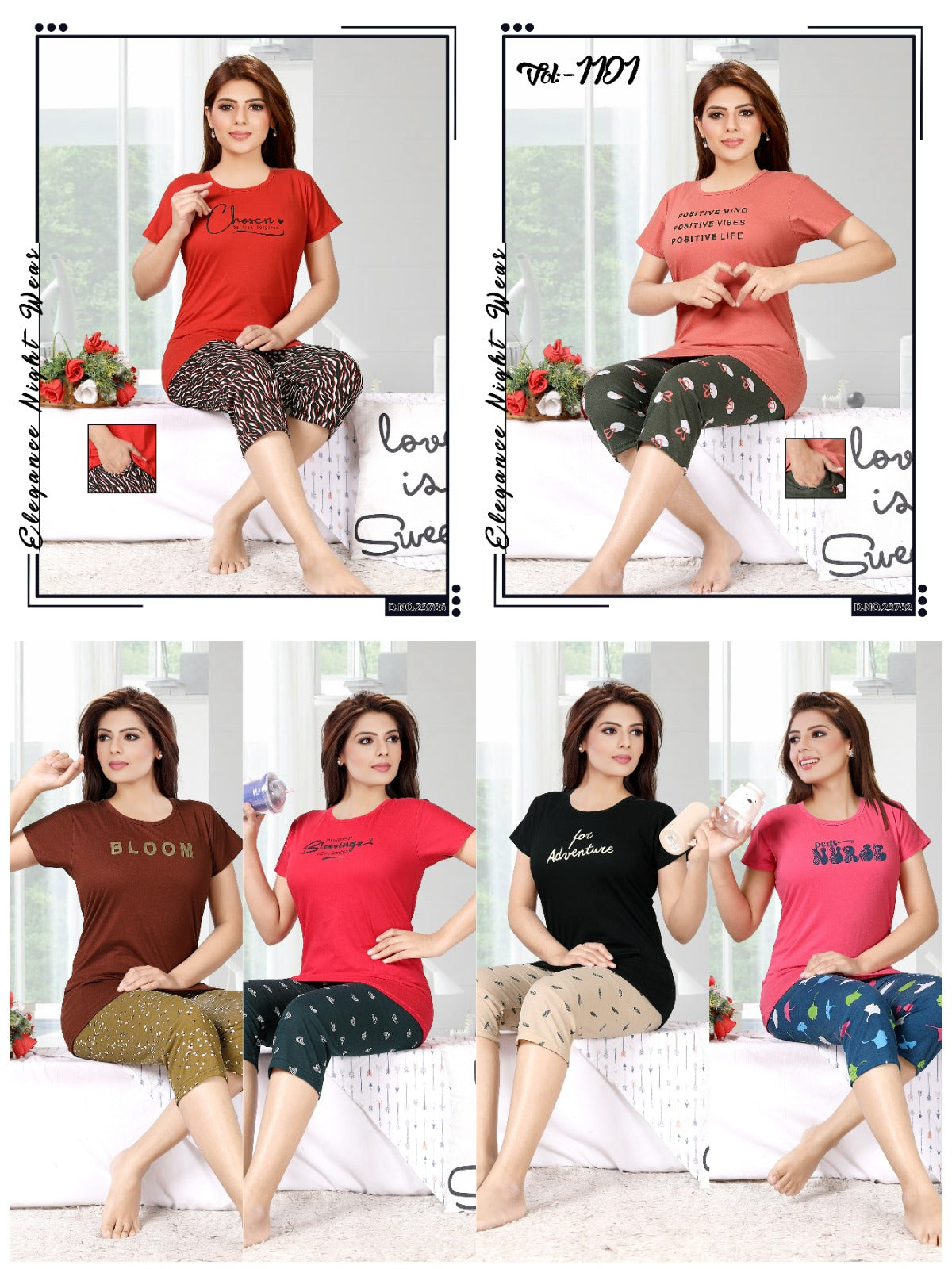 1101 Ks Hosiery Sinker Capri Night Suits