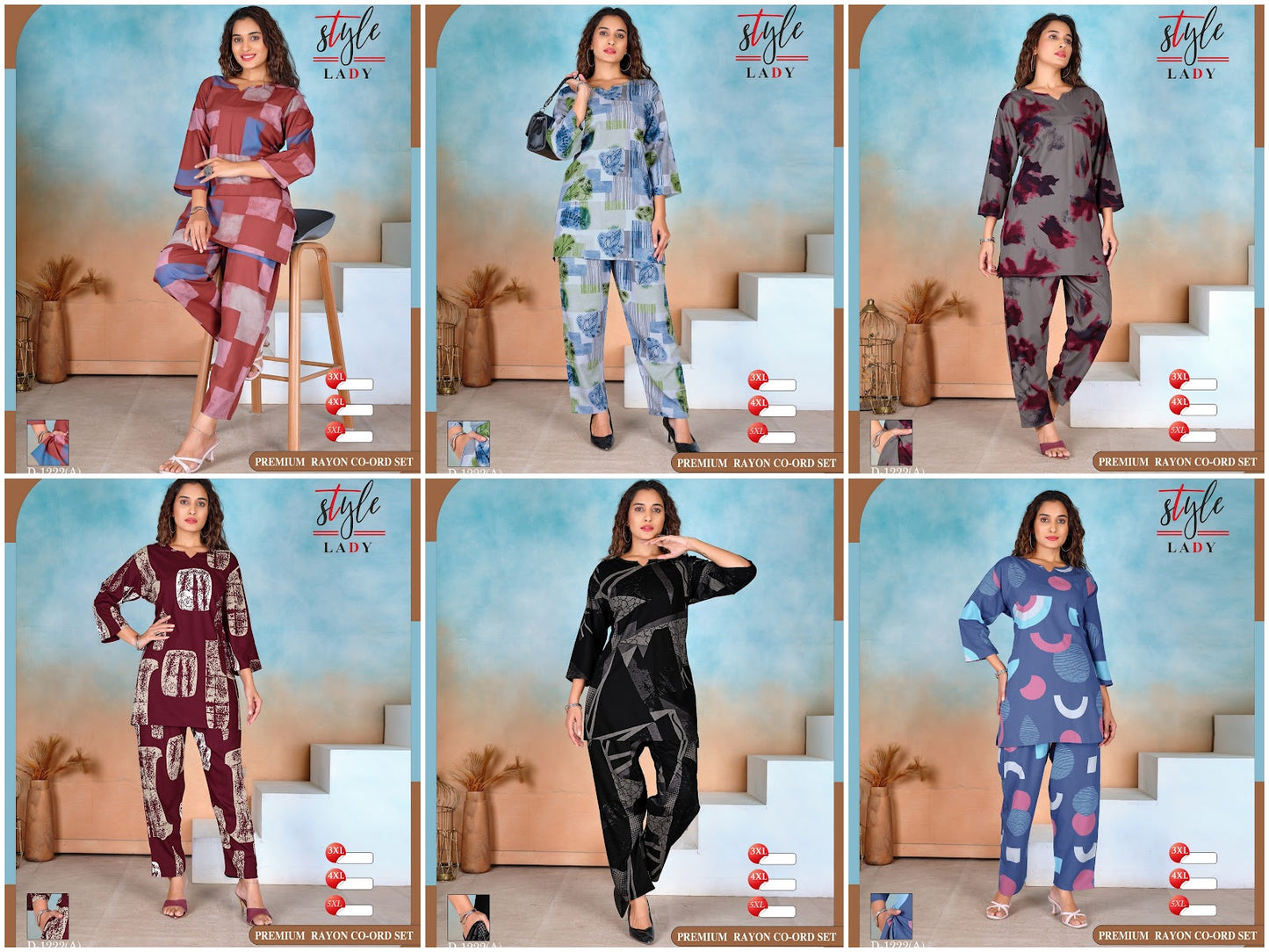 1106 Design 1222 A Ladys Rayon Co Ord Set Wholesaler Ahmedabad