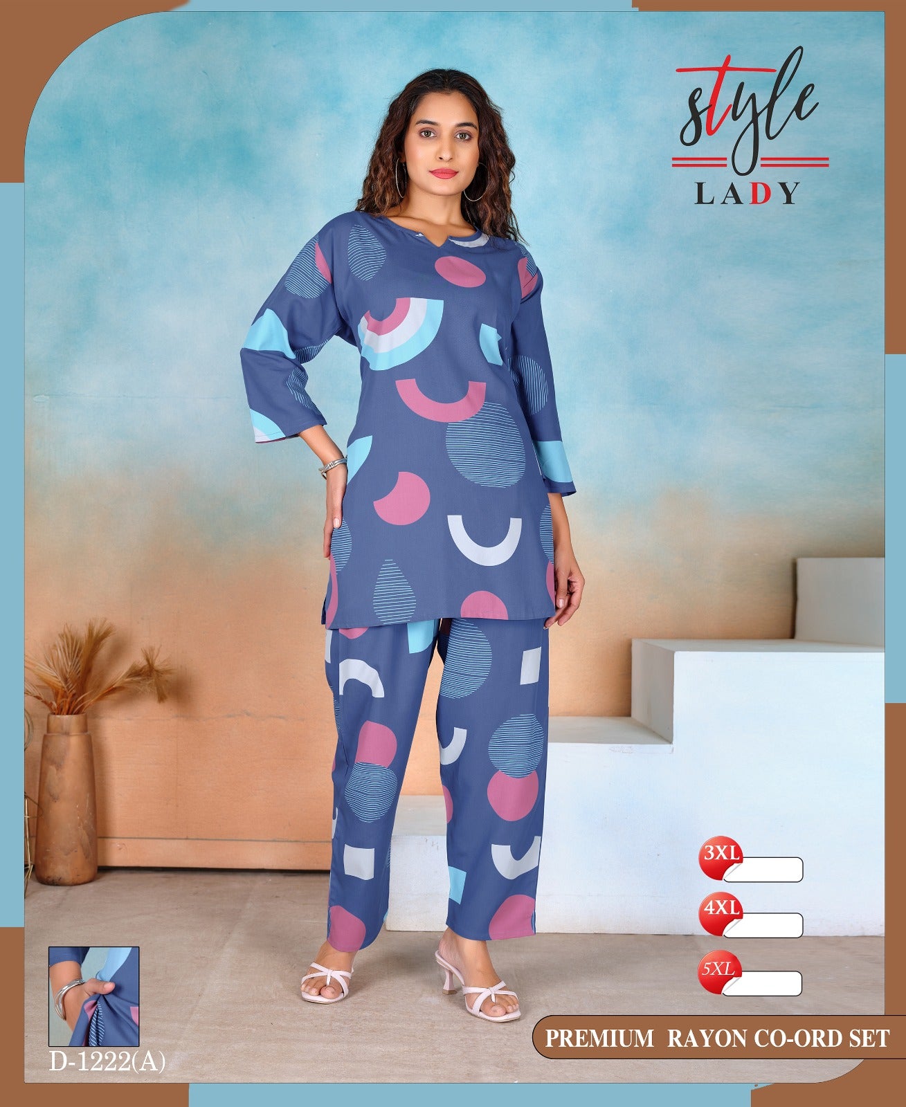 1106 Design 1222 A Ladys Rayon Co Ord Set Wholesaler Ahmedabad