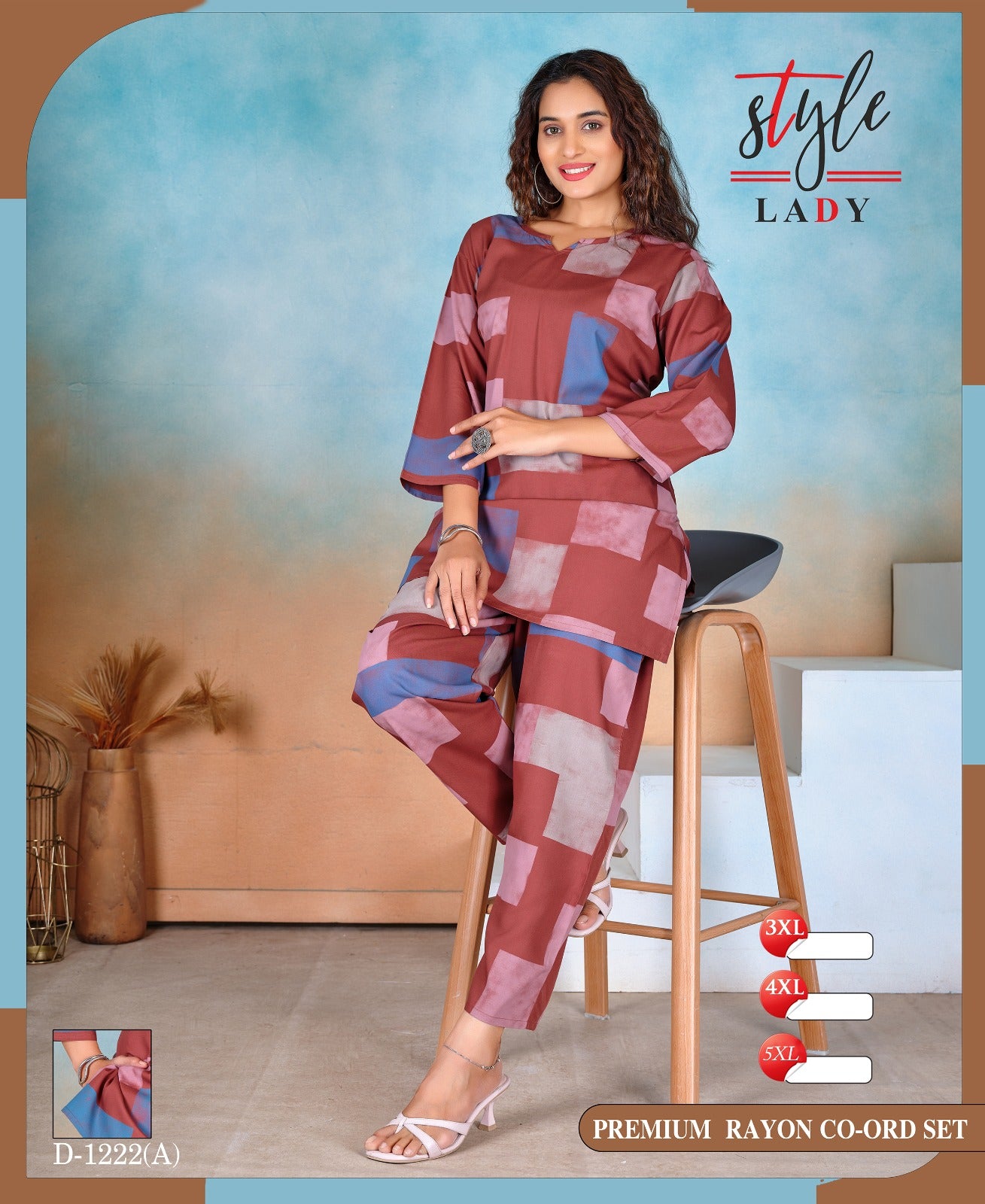 1106 Design 1222 A Ladys Rayon Co Ord Set Wholesaler Ahmedabad