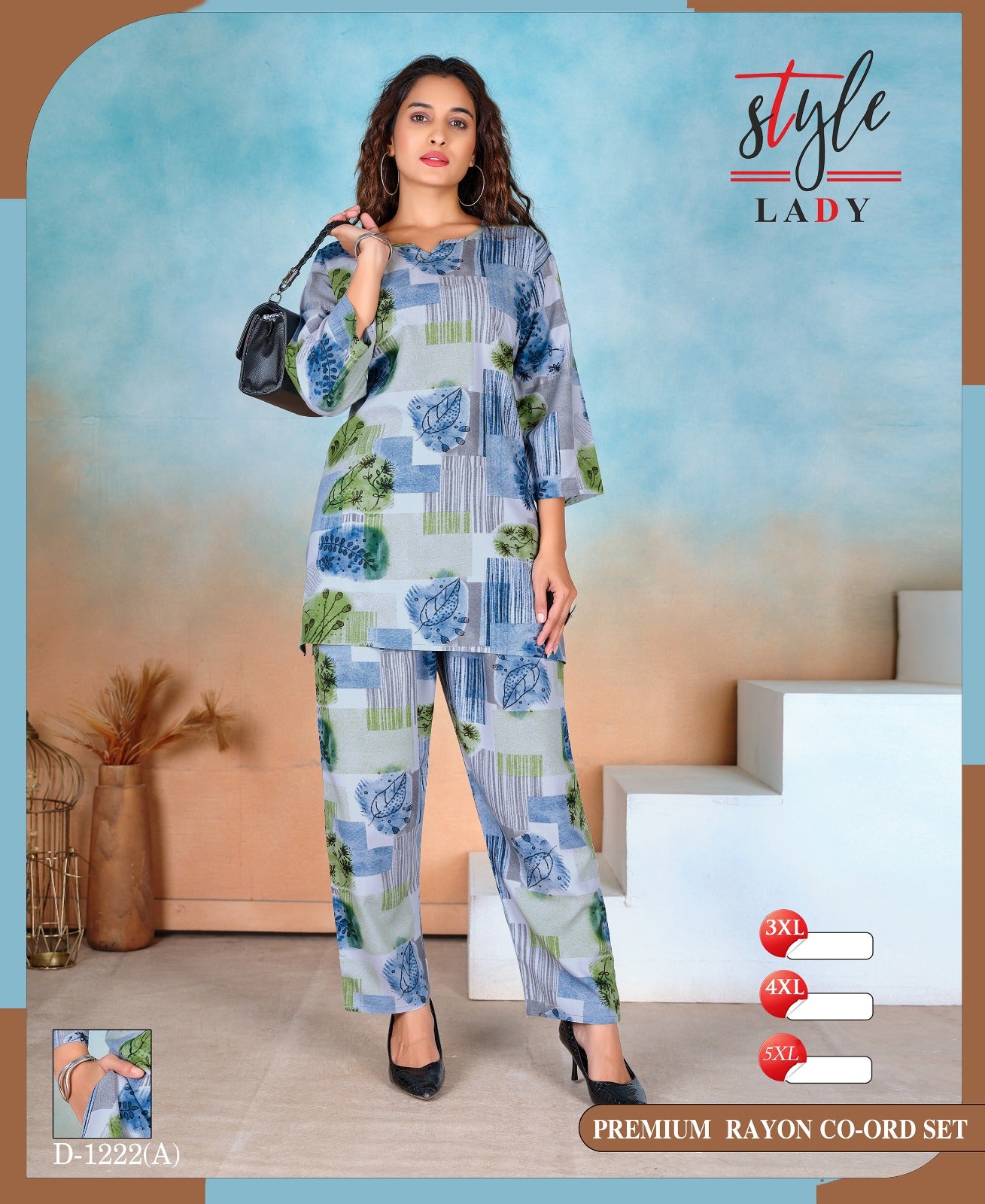 1106 Design 1222 A Ladys Rayon Co Ord Set Wholesaler Ahmedabad