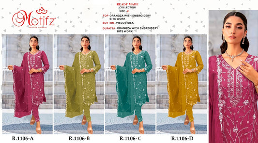 1106 Abcd Motifz Organza Pakistani Readymade Suits Manufacturer India