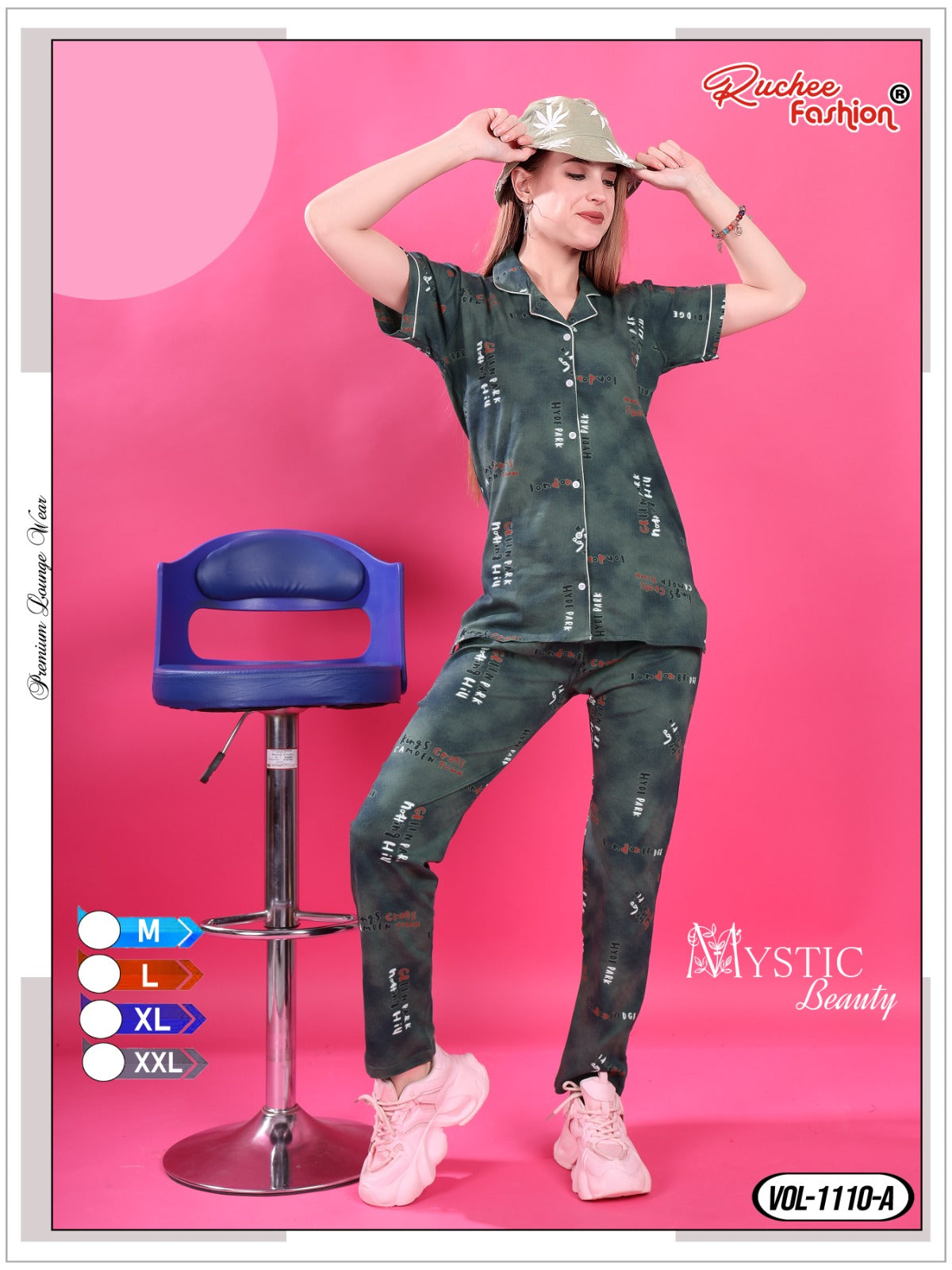 1110 Ruchee Fashion Hosiery Sinker Collar Night Suits Supplier Ahmedabad