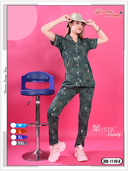 1110 Ruchee Fashion Hosiery Sinker Collar Night Suits Supplier Ahmedabad