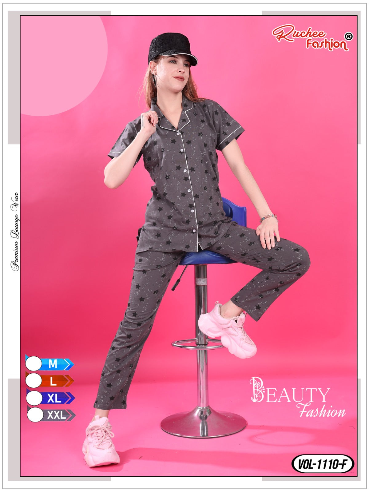 1110 Ruchee Fashion Hosiery Sinker Collar Night Suits Supplier Ahmedabad