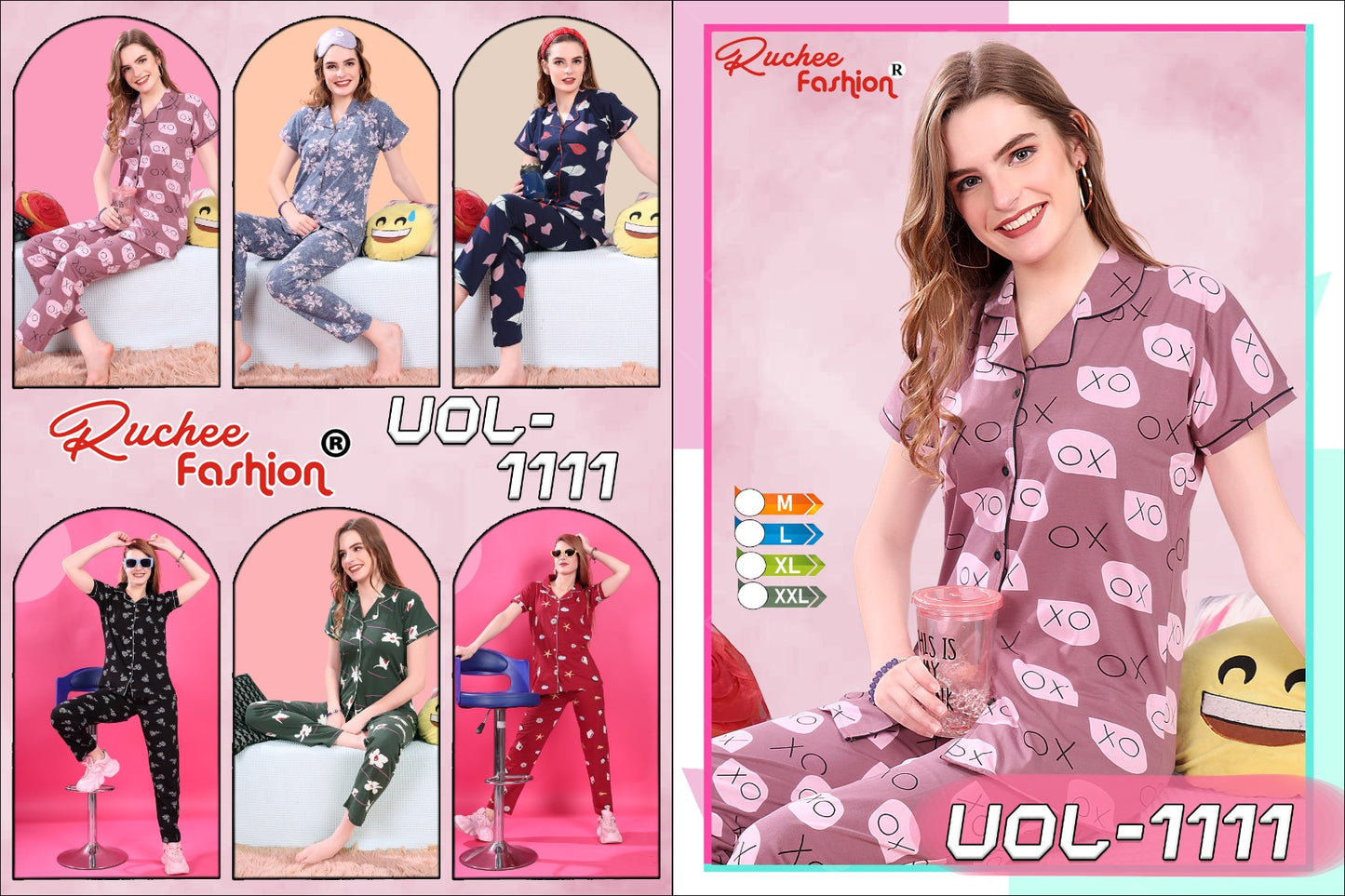 1111 Ruchee Fashion Hosiery Sinker Collar Night Suits Manufacturer Ahmedabad