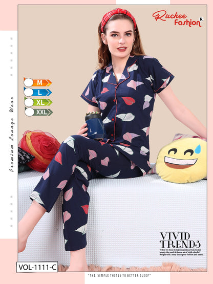 1111 Ruchee Fashion Hosiery Sinker Collar Night Suits Manufacturer Ahmedabad