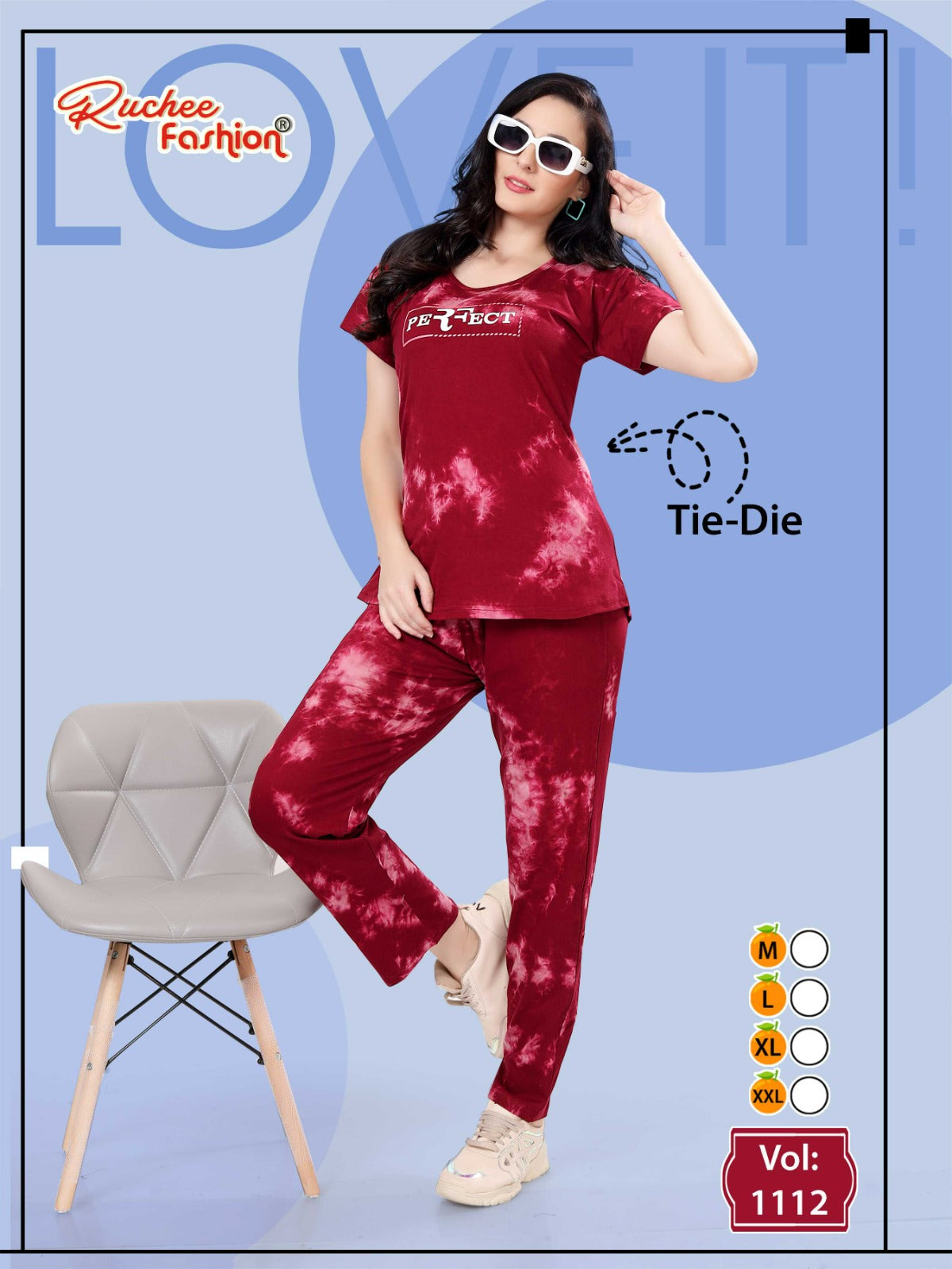 1112 Ruchee Fashion Tie Dye Pyjama Night Suits Wholesaler